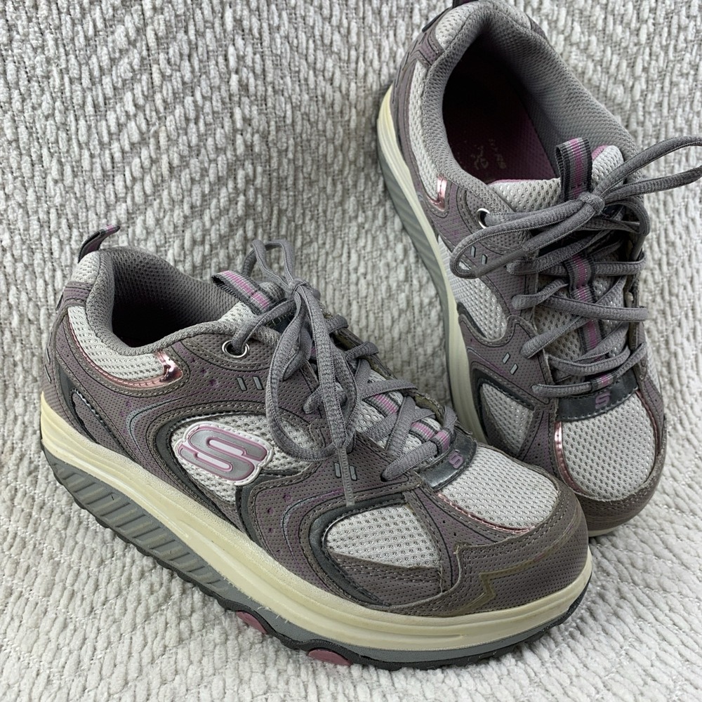 Skechers Women's Shape-Ups Shoes Size 6 Gray Pink Toning Walking‎ Sneakers 11806